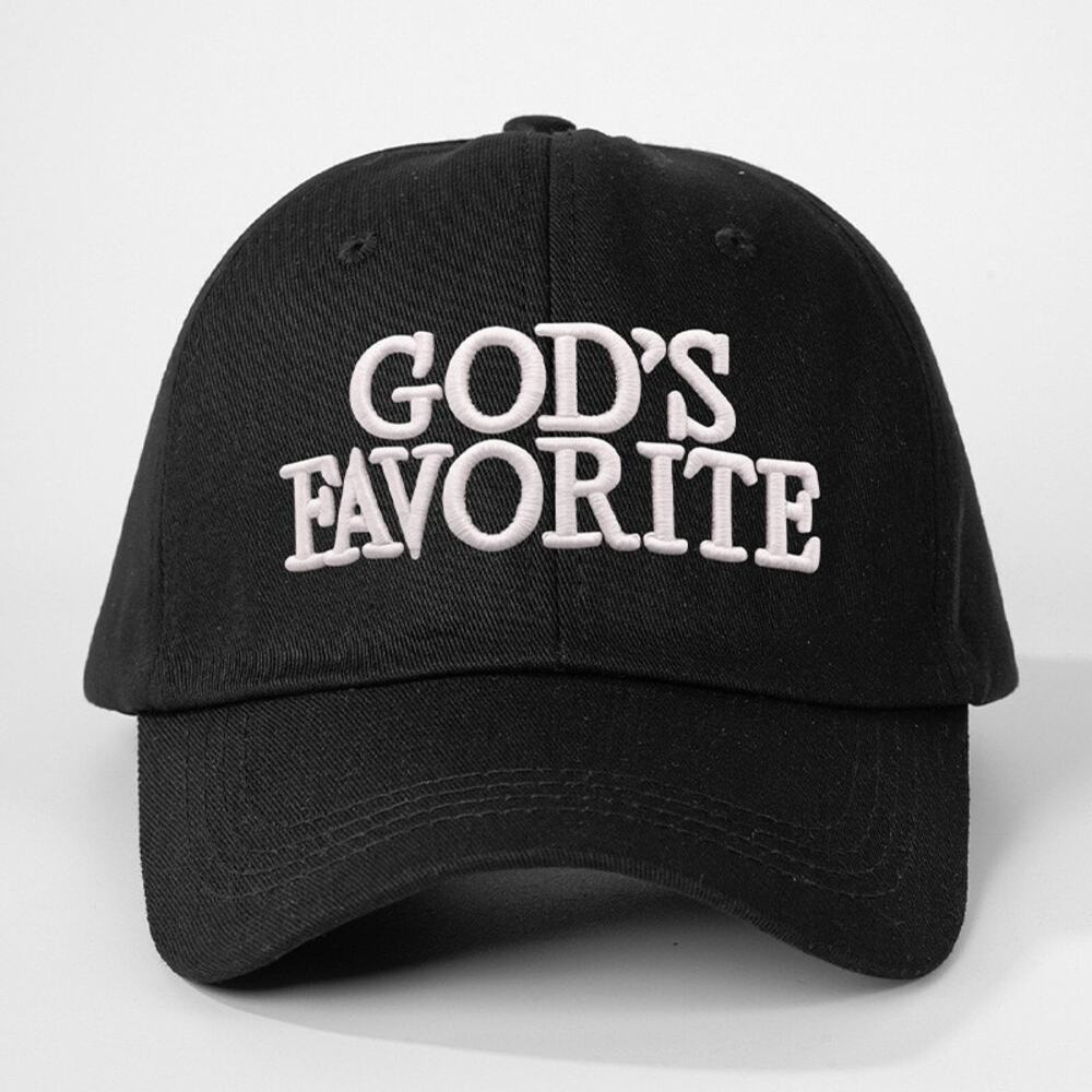 God’s Favorite Black Embroidered Adjustable Baseball Cap Hat NWOT